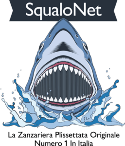 Logo con squalo e testo "SqualoNet".