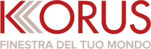 Logo Korus con slogan "Finestra del tuo mondo".